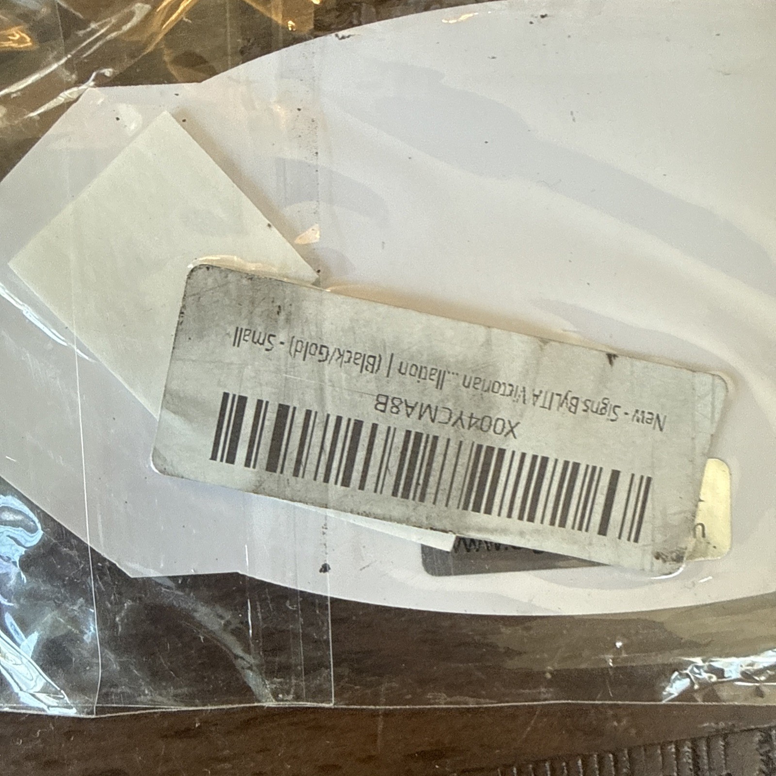 Victorian Please Deliver All Packages Inside Durable Plastic Black Gold 3&Prime; x 6&Prime;