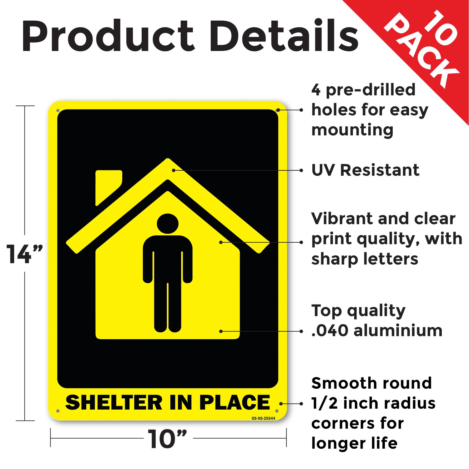 Shelter In Place Public Safety Sign Metal, Plastic, Or Decal – 5 or 10 Pack