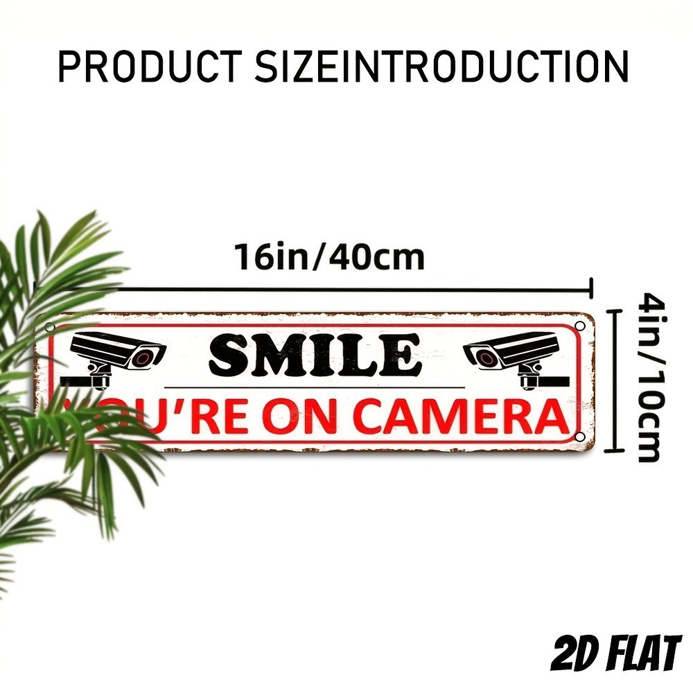 « YOU&rsquo;RE ON CAMERA » Aluminum Wall Mount For Street Patio Shop Creative Home Decor