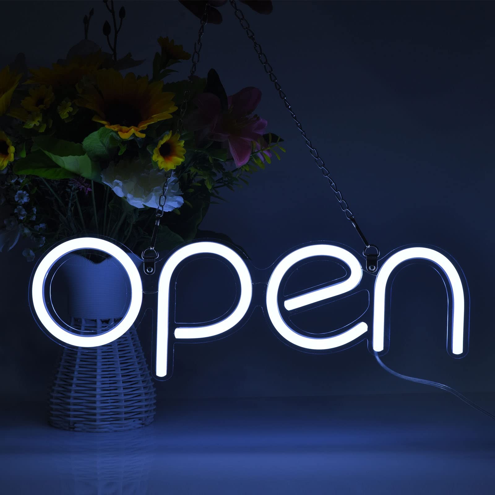 LED Open Sign,16×6 inch Open Signs for Business with Open Close Sign(White)