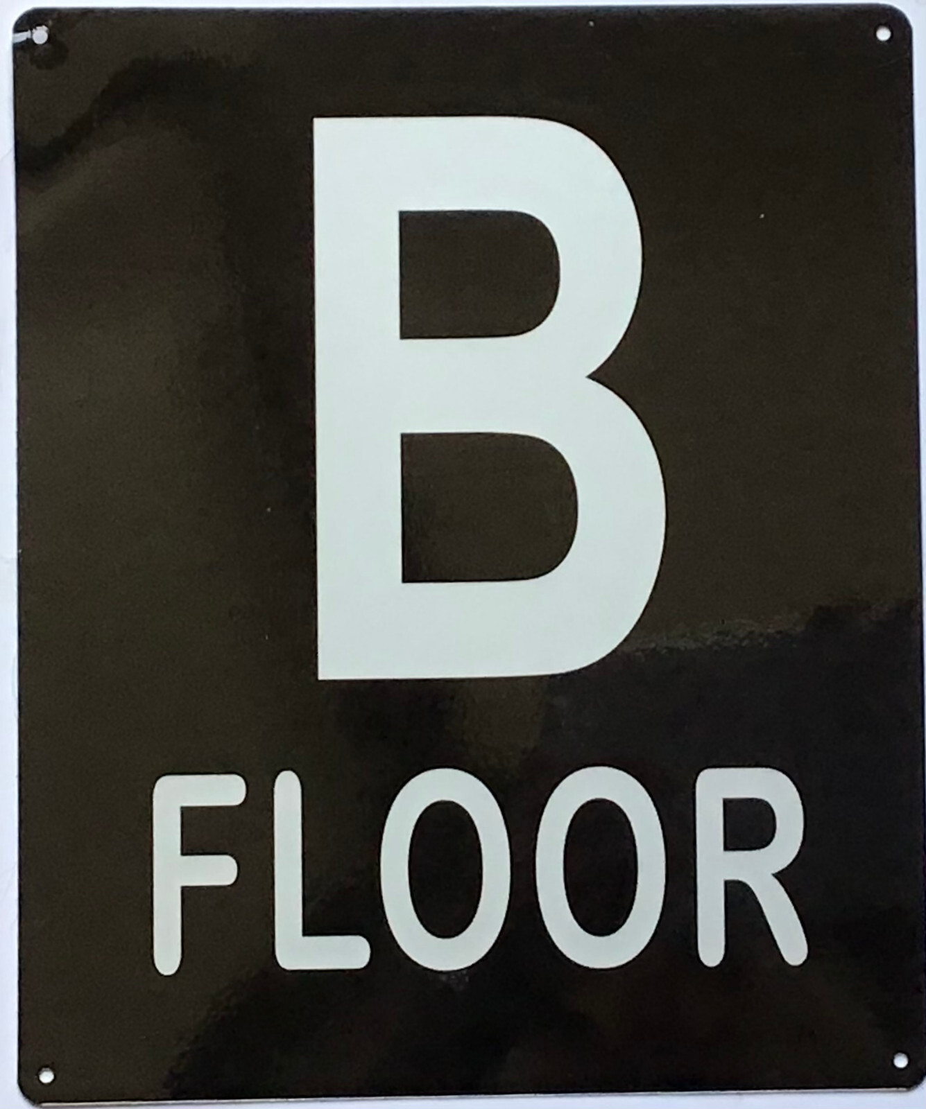 B FLOOR SIGN (10X12, Black Background, Aluminum)