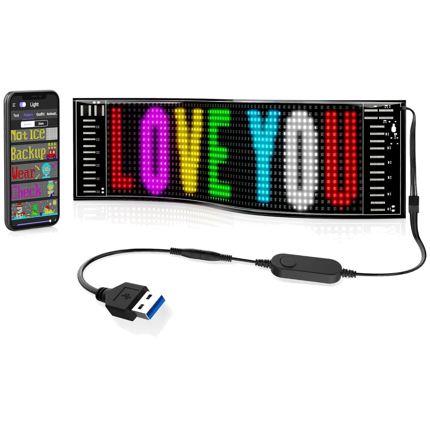 Vibrant LED Car Sign with Bluetooth App Control