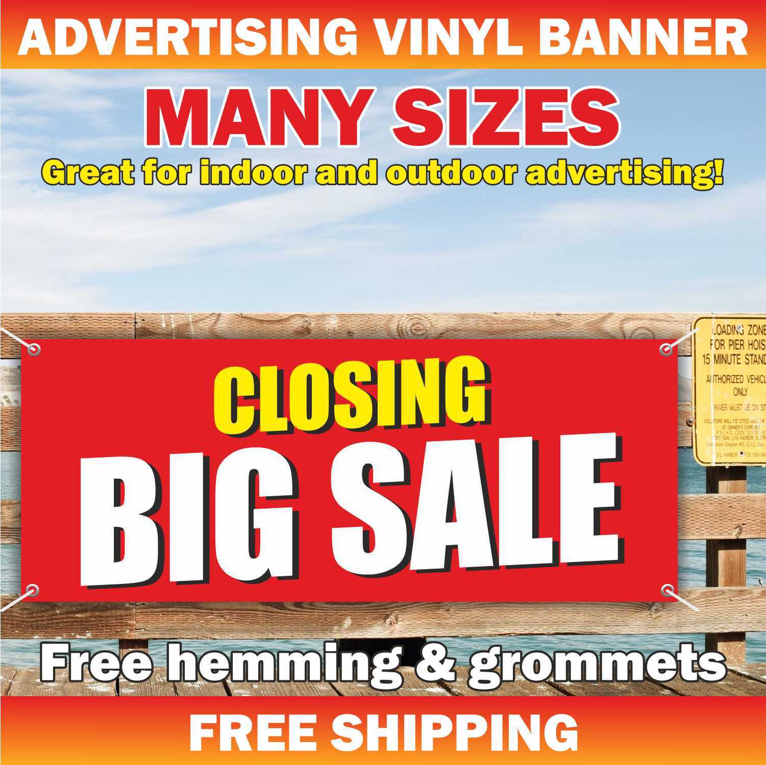 CLOSING BIG SALE Advertising Banner Vinyl Mesh Sign discount Buy Now CLEARANCE