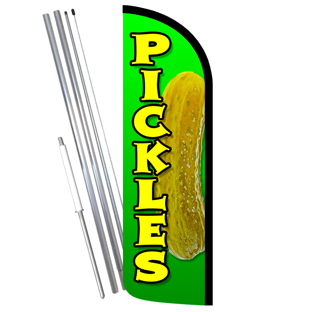 PICKLES Premium Windless Feather Flag Bundle (Complete Kit) OR Optional Replacem