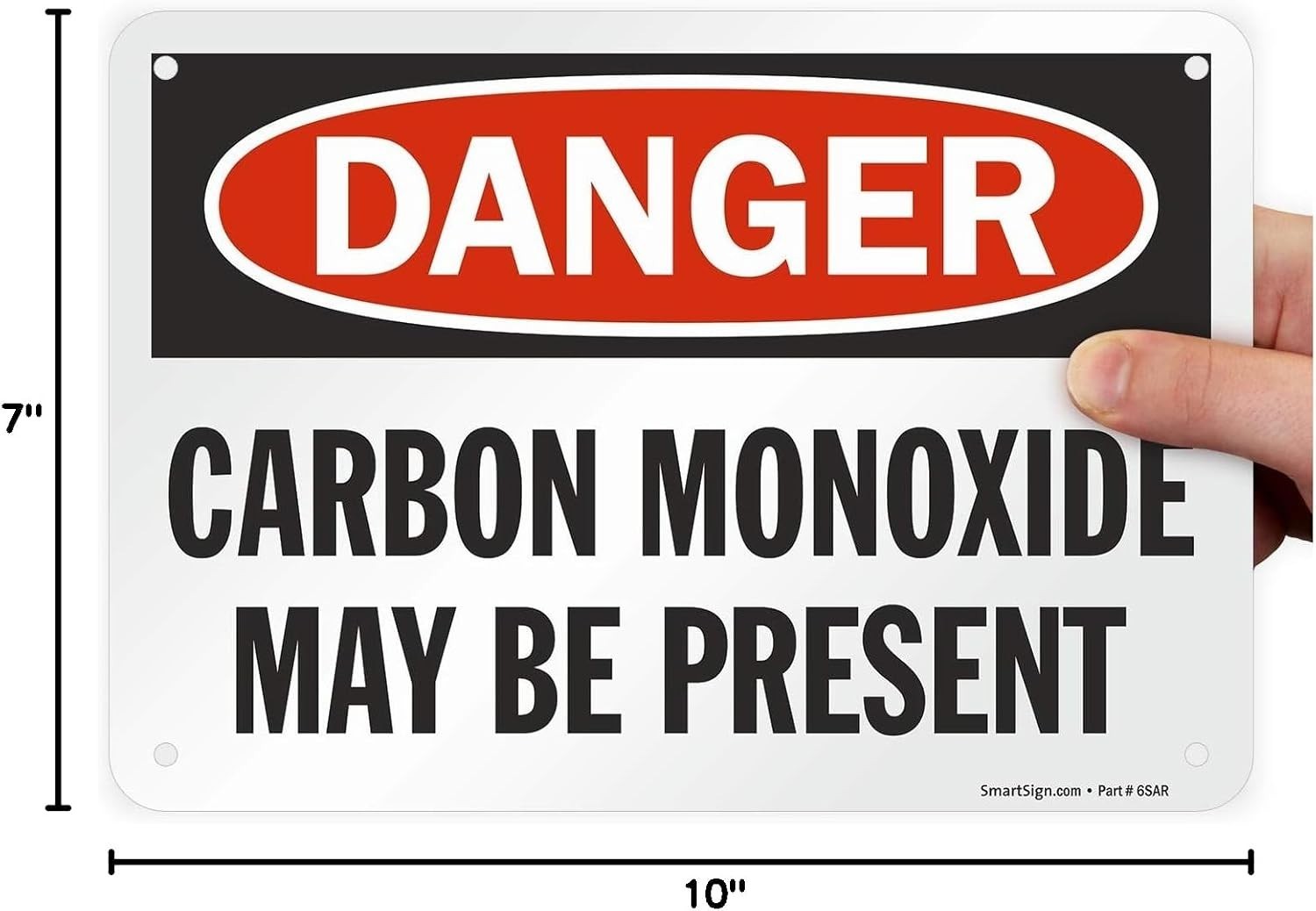 Essential Carbon Monoxide Danger Sign | 7×10&Prime; Weather-Resistant Plastic Design
