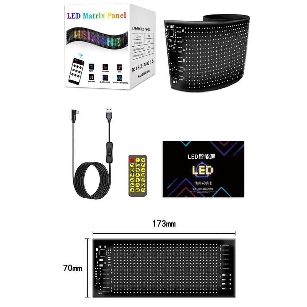 Car Windshield LED Sign 16*32 Pixel App Control Programmable Flexible Led Screen