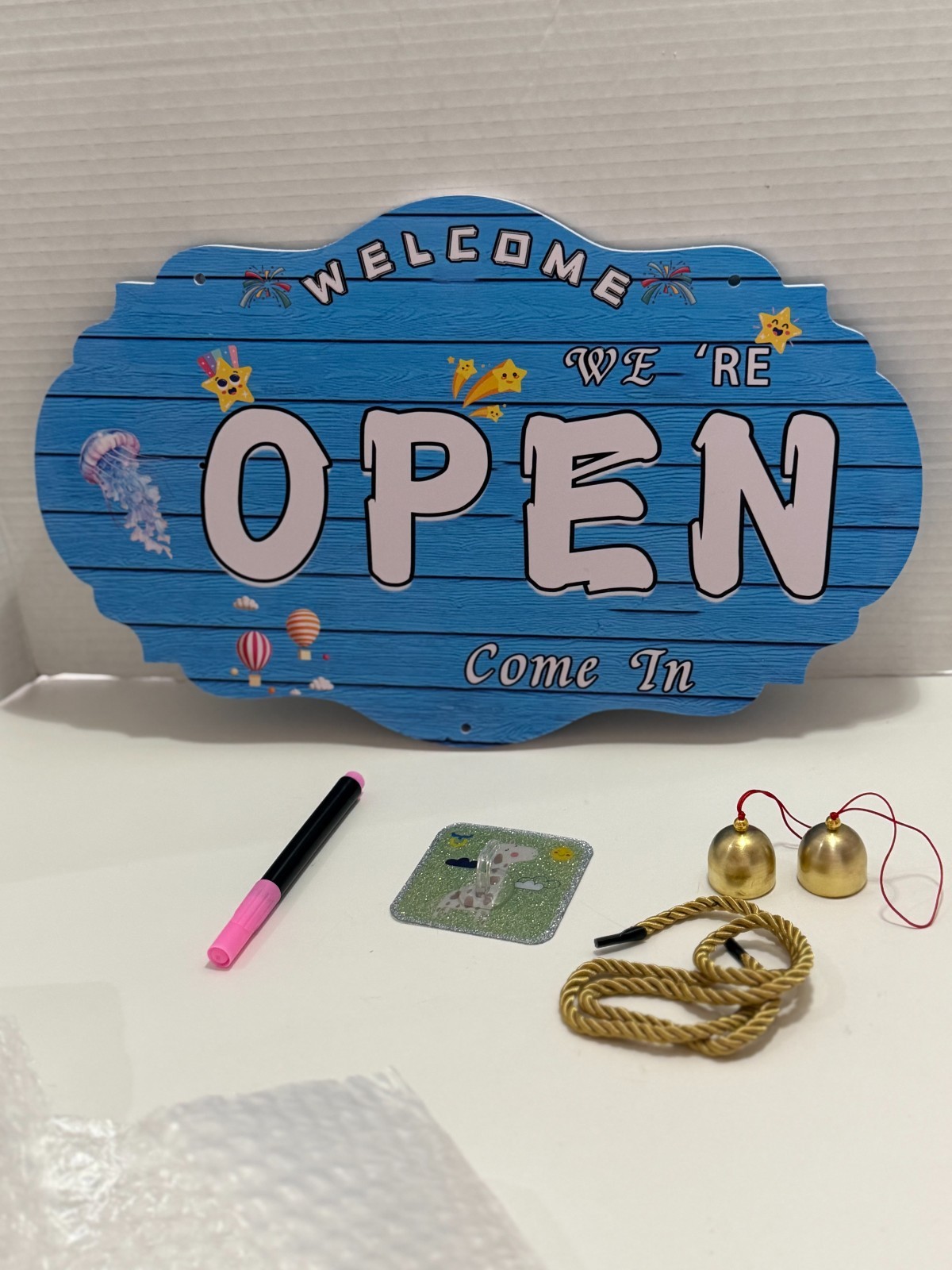 Double Sided « OPEN/CLOSED” Sign w/ “Be Back” Clock 10 x 16 Blue FAST SHIP