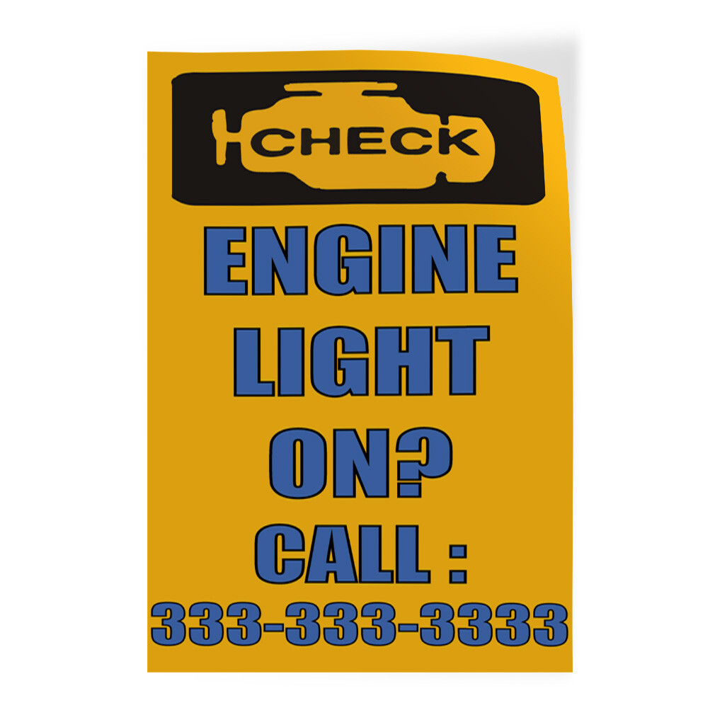 Door Decals Vertical Vinyl Stickers Multiple Sizes Engine Light on Custom Number