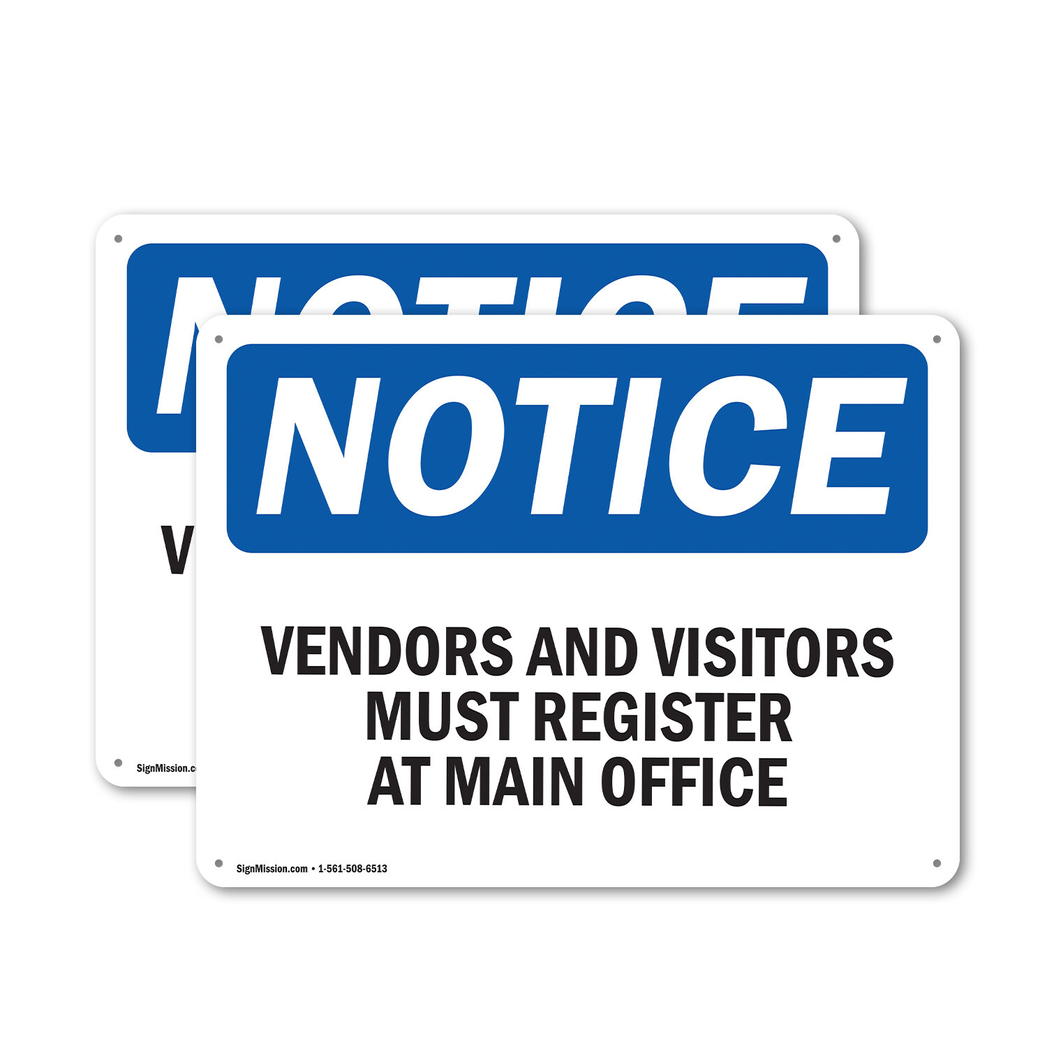 (2 Pack) Vendors And Visitors Register At Main Office OSHA Notice Sign Decal