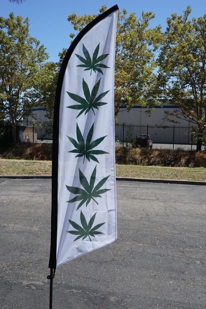 ***SALE***CANNIBUS LEAF FLAG 6FT WITH POLE