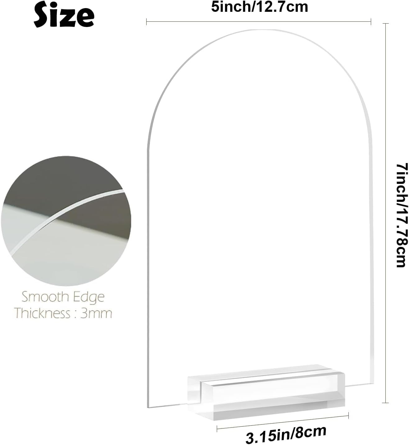 6 PCS Clear Arch Acrylic Sign With Stands 5×7 Inch Blank Table Numbers Menu