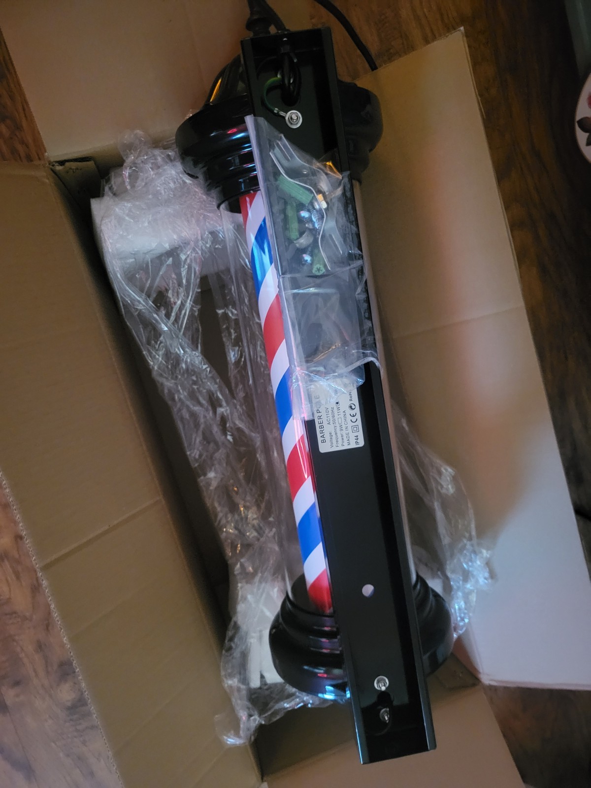 LARGE 30&Prime; TALL LED BARBERSHOP POLE ROTATING WALL SIGN LIGHT DECOR – NEW