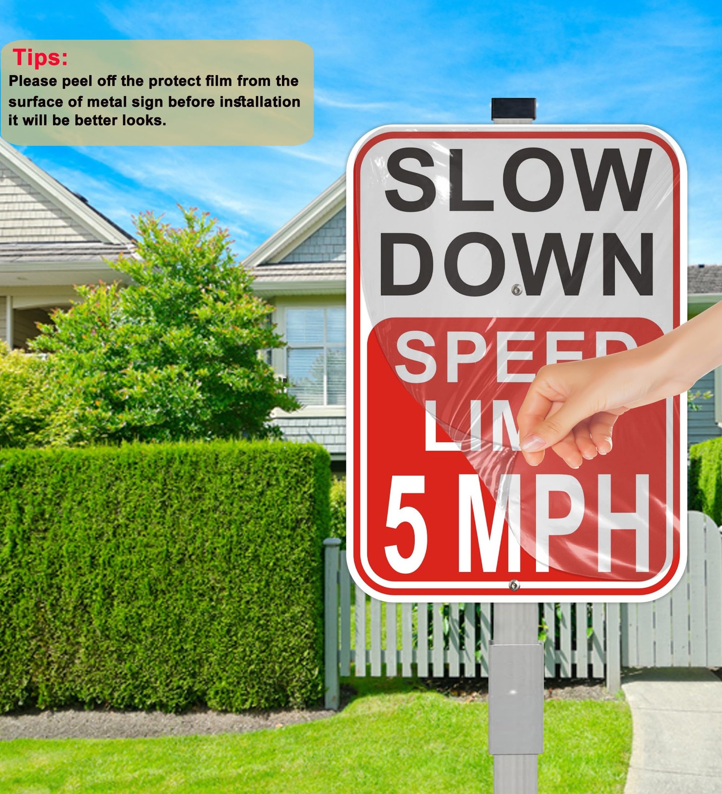 2 PCS Slow Down Speed Limit 5 MPH Sign 36 Inch Stakes 14×10 Inch Aluminum