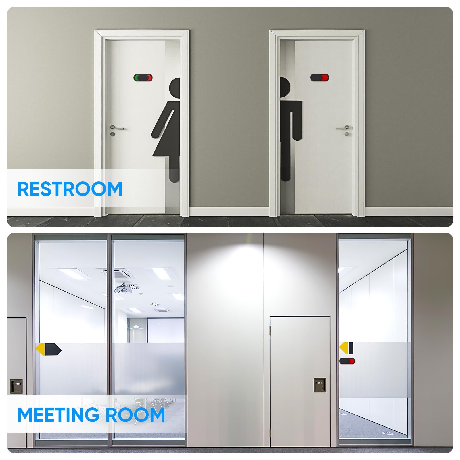 12 Pack Magnetic Privacy Sign for Office Door, Blank Red Green Slider Indicat…