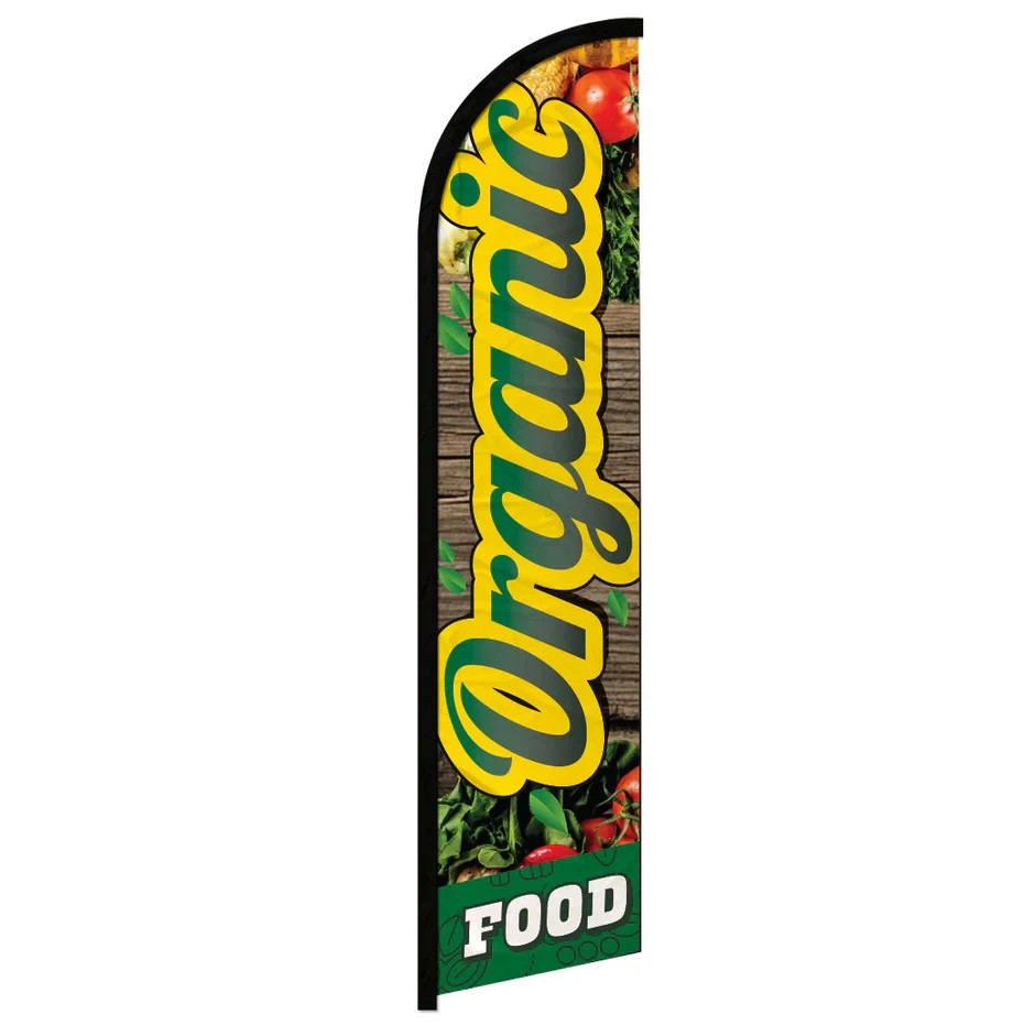 Organic Food Full Curve Windless Swooper Flag Organic Fresh Produce