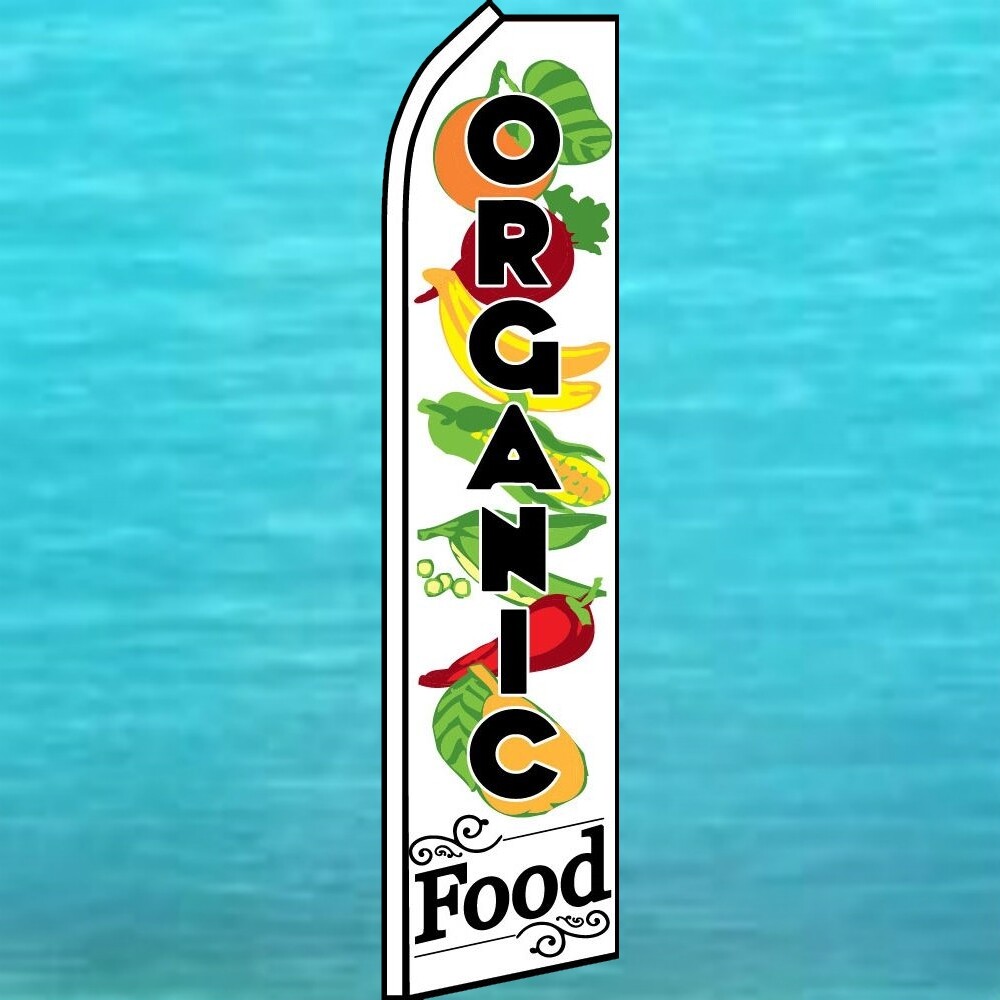 ORGANIC FOOD FLUTTER FLAG Produce Fruit Advertising Feather Swooper Banner Sign