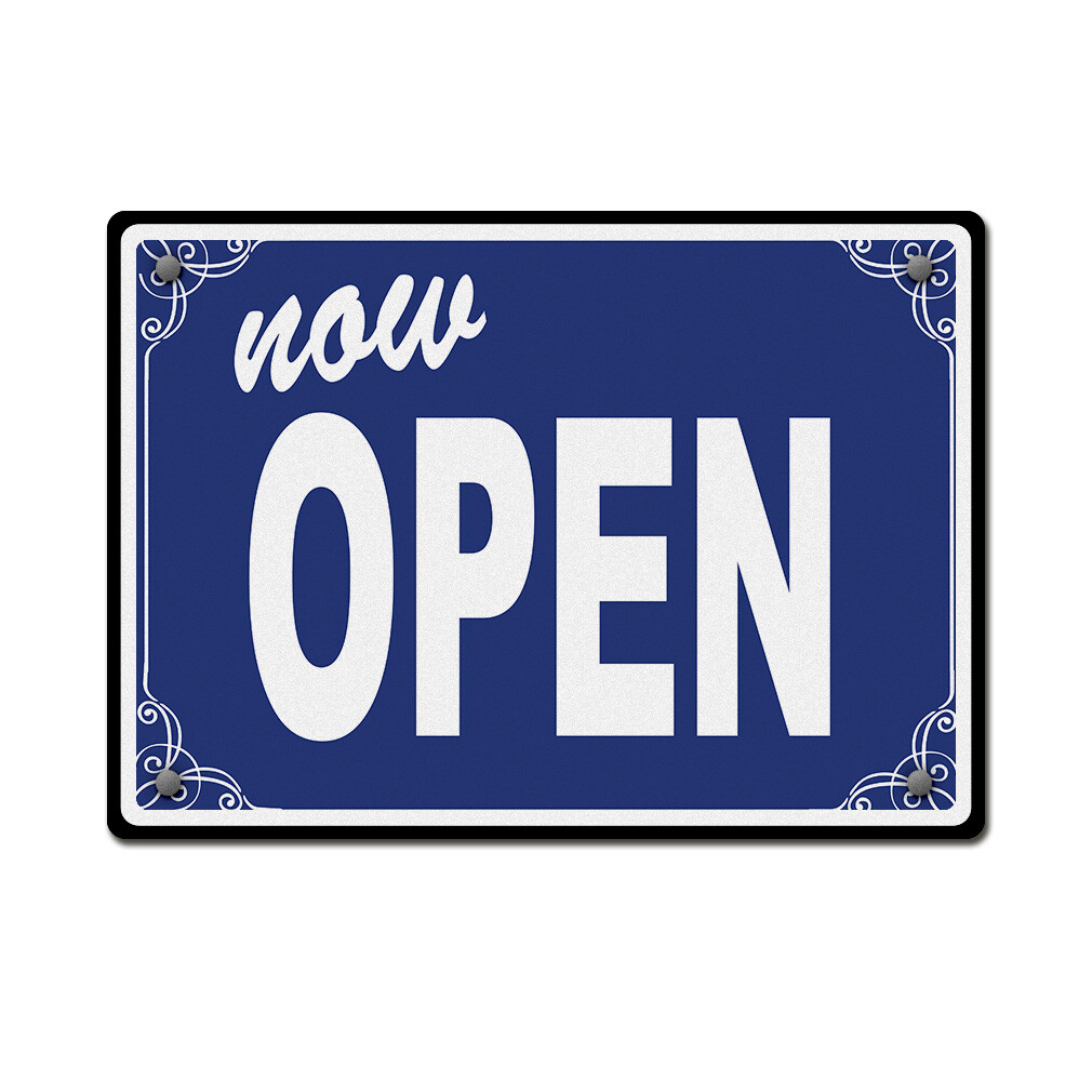 Horizontal Metal Sign Now Open A Business Weatherproof Street Signage