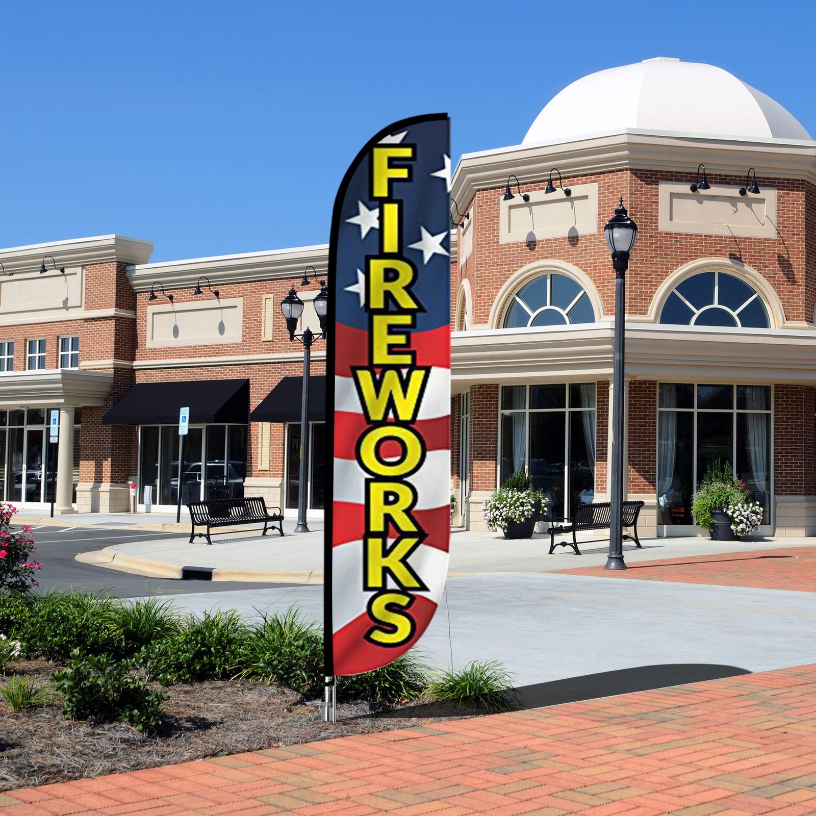 Lookourway Fireworks American Flag Usa Feather Complete Set Poles And Ground
