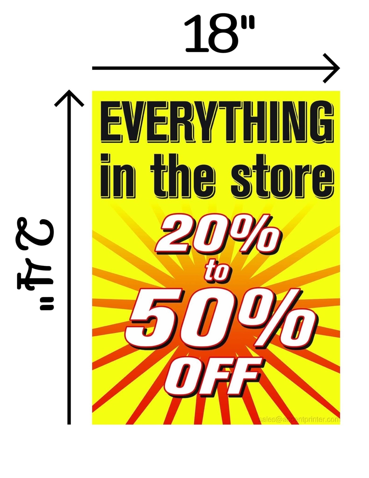 Everything 20 to 50 off | Retail Window Display Sign | 18&Prime;W x 24&Prime;H | 5 Pack