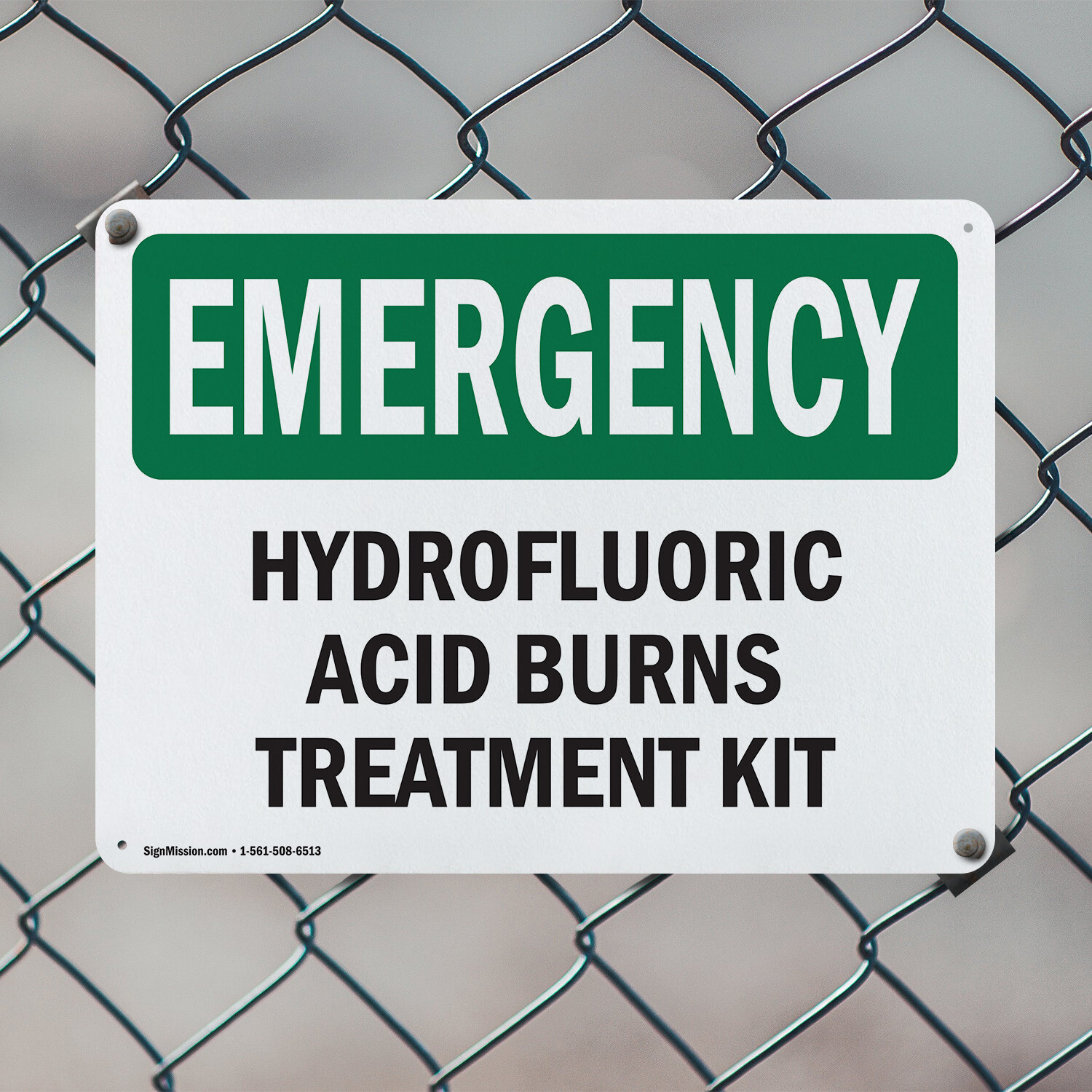 (2 Pack) Hydrofluoric Acid Burns Treatment Kit OSHA Emergency Sign Decal Metal