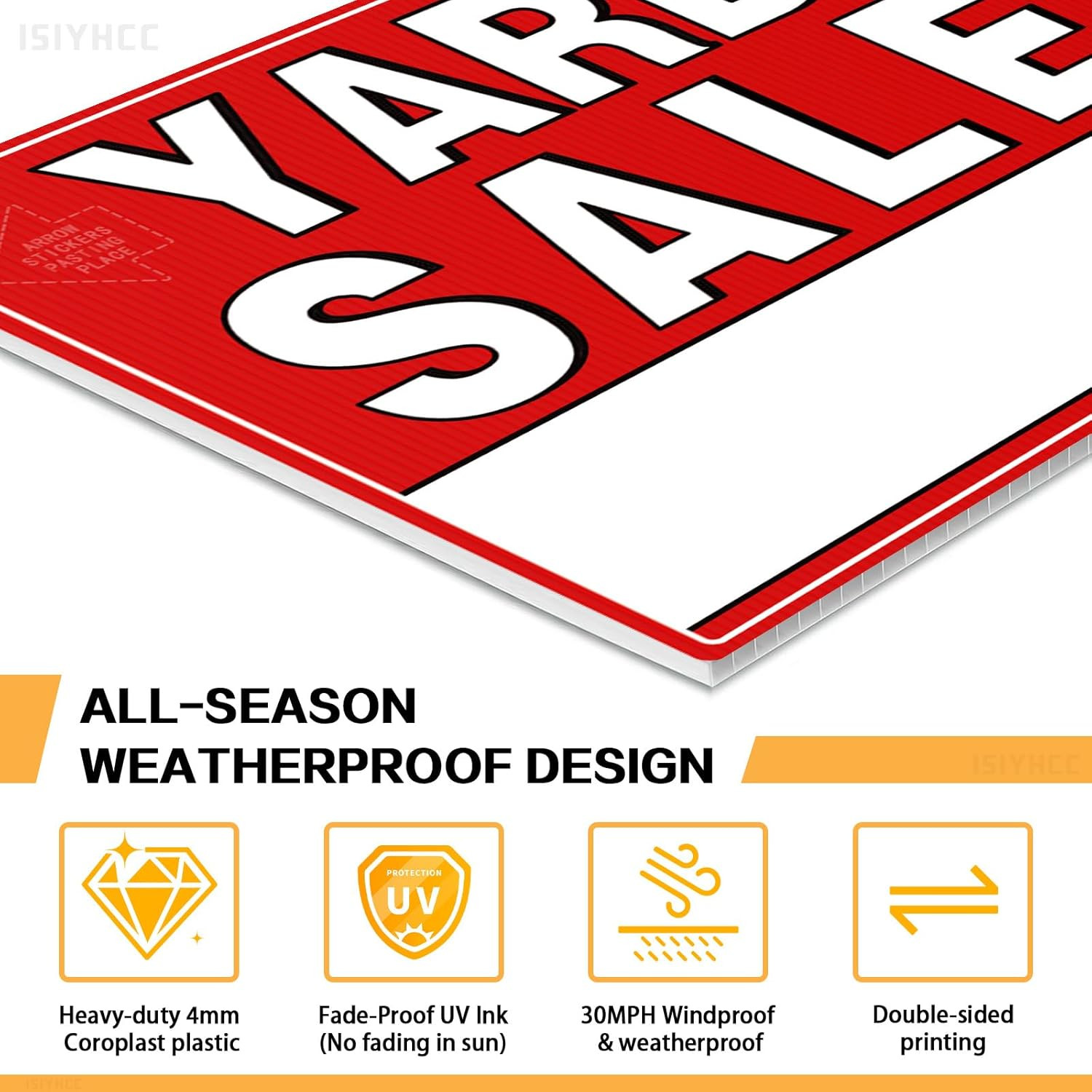 5-Pack Yard Sale Signs with Metal Stakes & 440 Price Stickers – Large 17X13&Prime; Dou