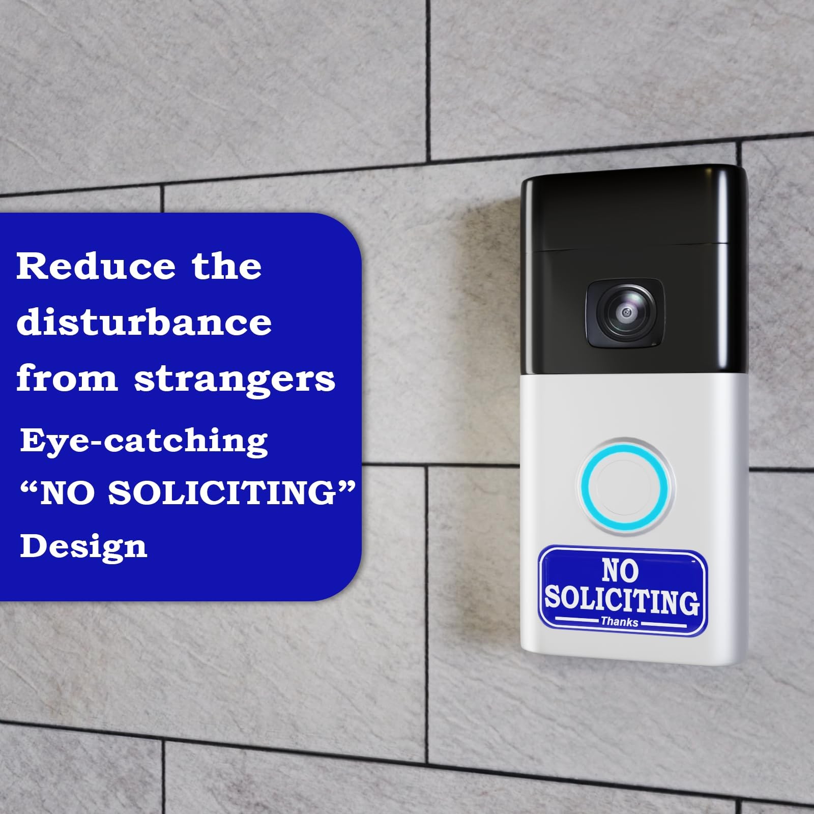 Small No Soliciting Signs for House, Front Door, Doorbell, Epoxy Stickers, 3D…
