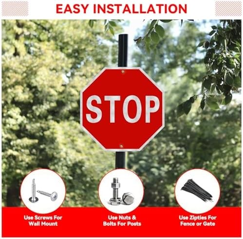 Stop sign, 12 x 12 inch octagonal high strength aluminum reflective panel, water