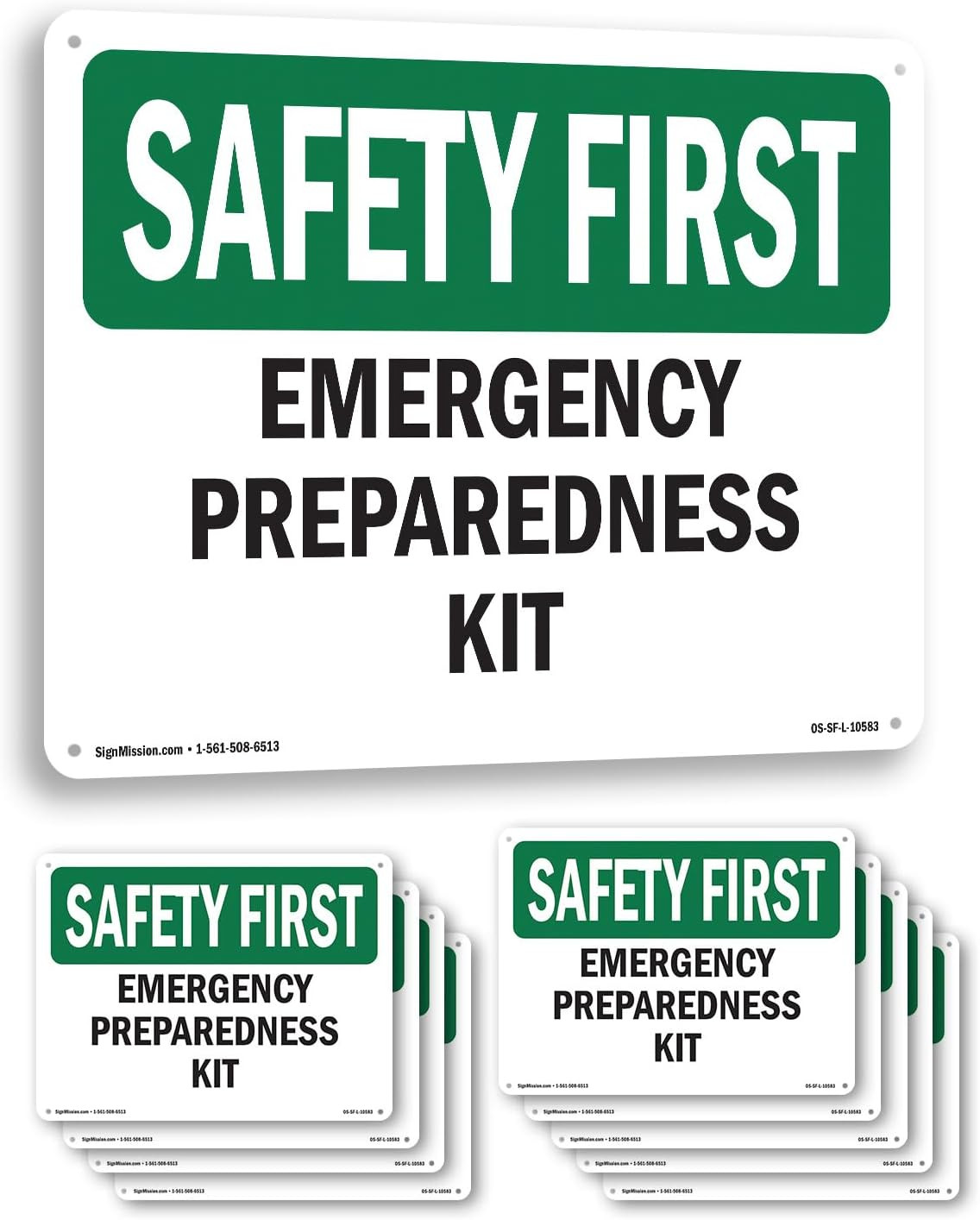 Emergency Preparedness Kit OSHA SAFETY FIRST Rigid Plastic Sign 18 Inch X 12 Inc
