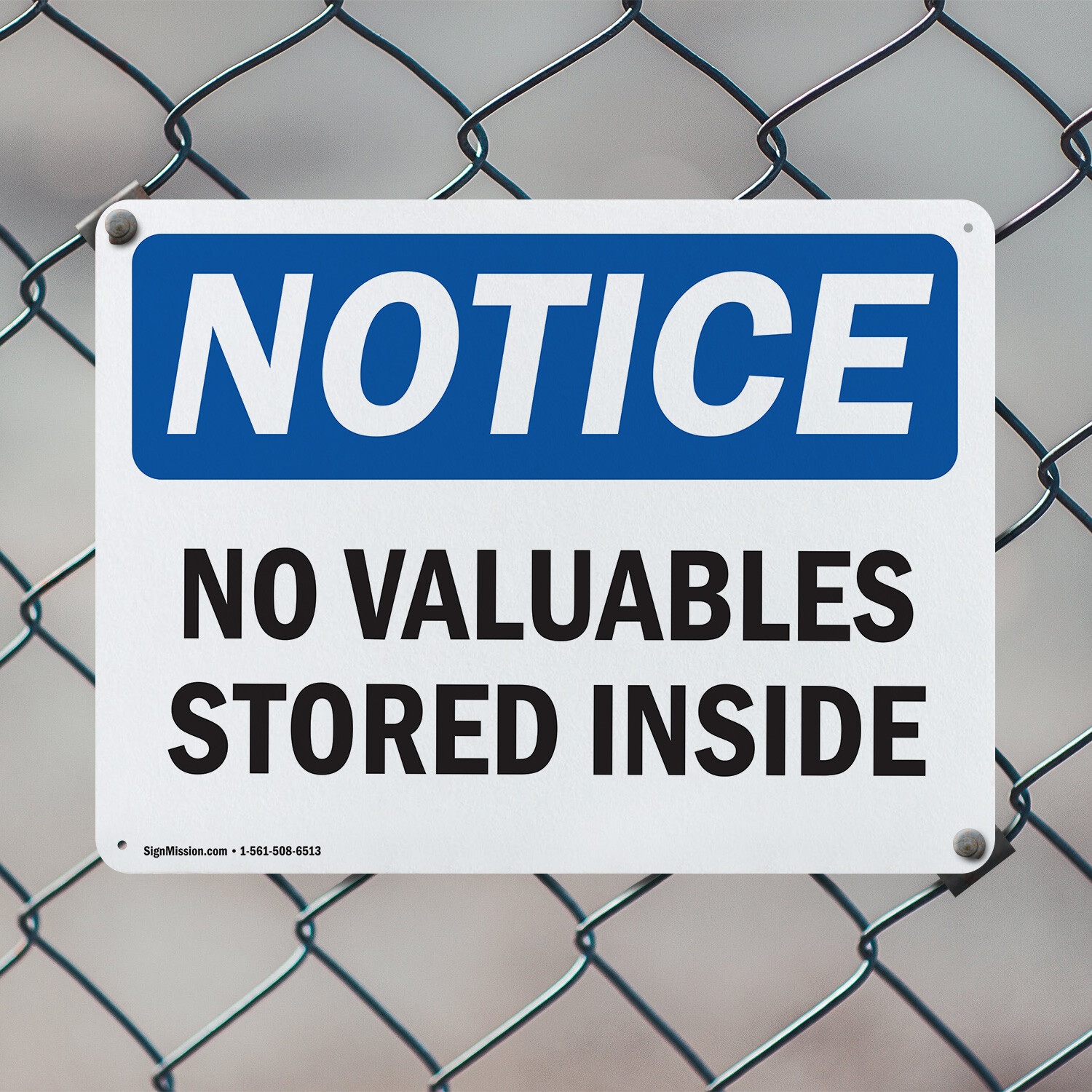 (2 Pack) No Valuables Stored Inside OSHA Notice Sign Decal Metal Plastic