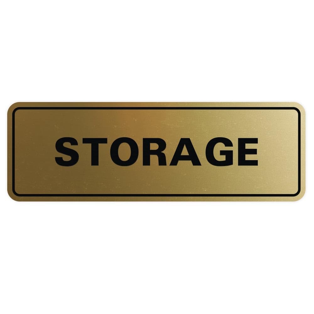 2 PCS Storage Door Wall Sign Brushed Gold Small Office Business Plaque