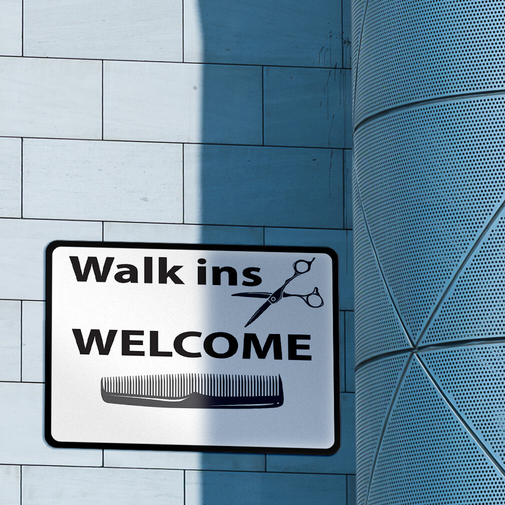 Aluminum Horizontal Metal Sign Walk Ins Welcome Weatherproof Street Signage