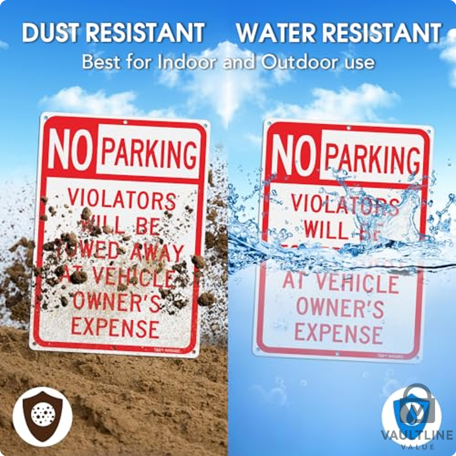 2 Pack No Parking Aluminum Signs 14 x 10 Inch Reflective Warning Labels