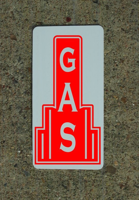 GAS RED Metal Sign 40&rsquo;s 50s Retro Vintage Style Art Deco Decor Design