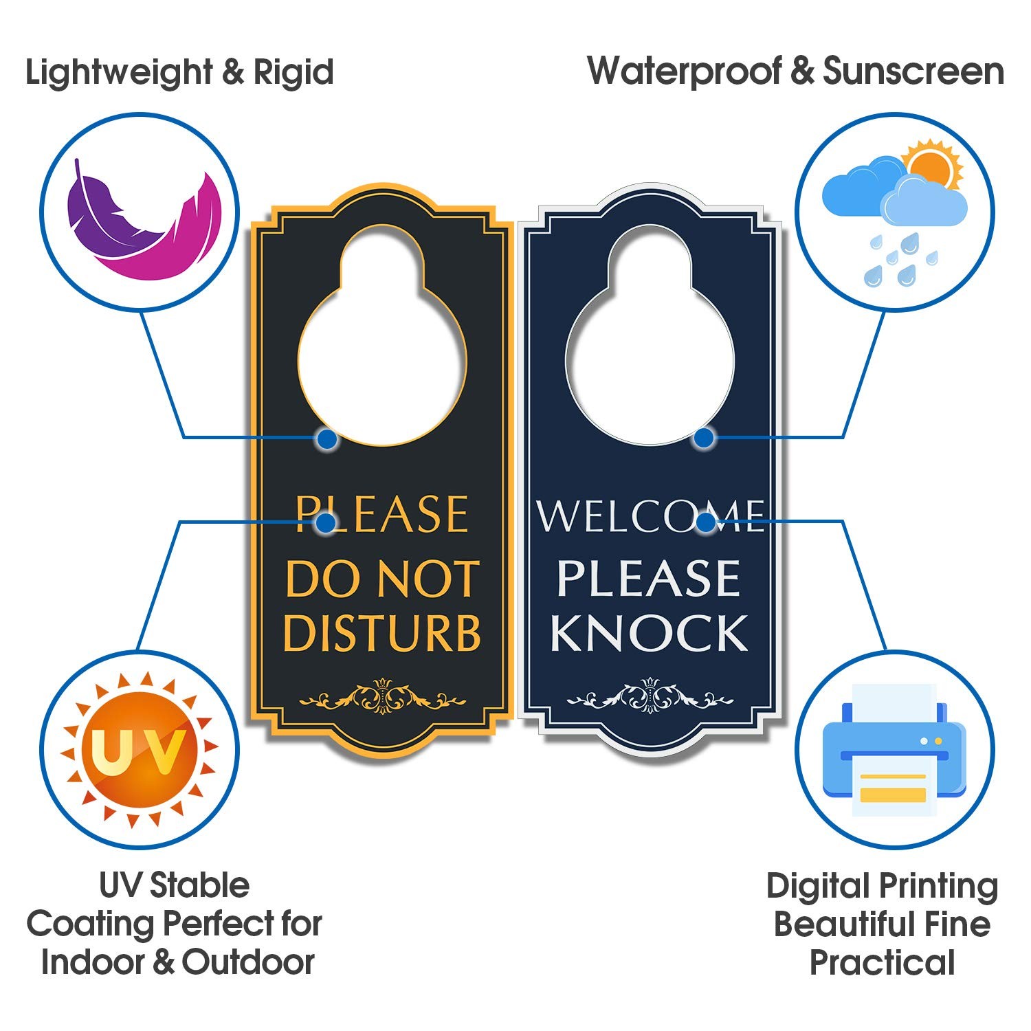 16 PCS Do Not Disturb Door Hanger 4×9 Inch Black/Blue Double Sided Sign PVC