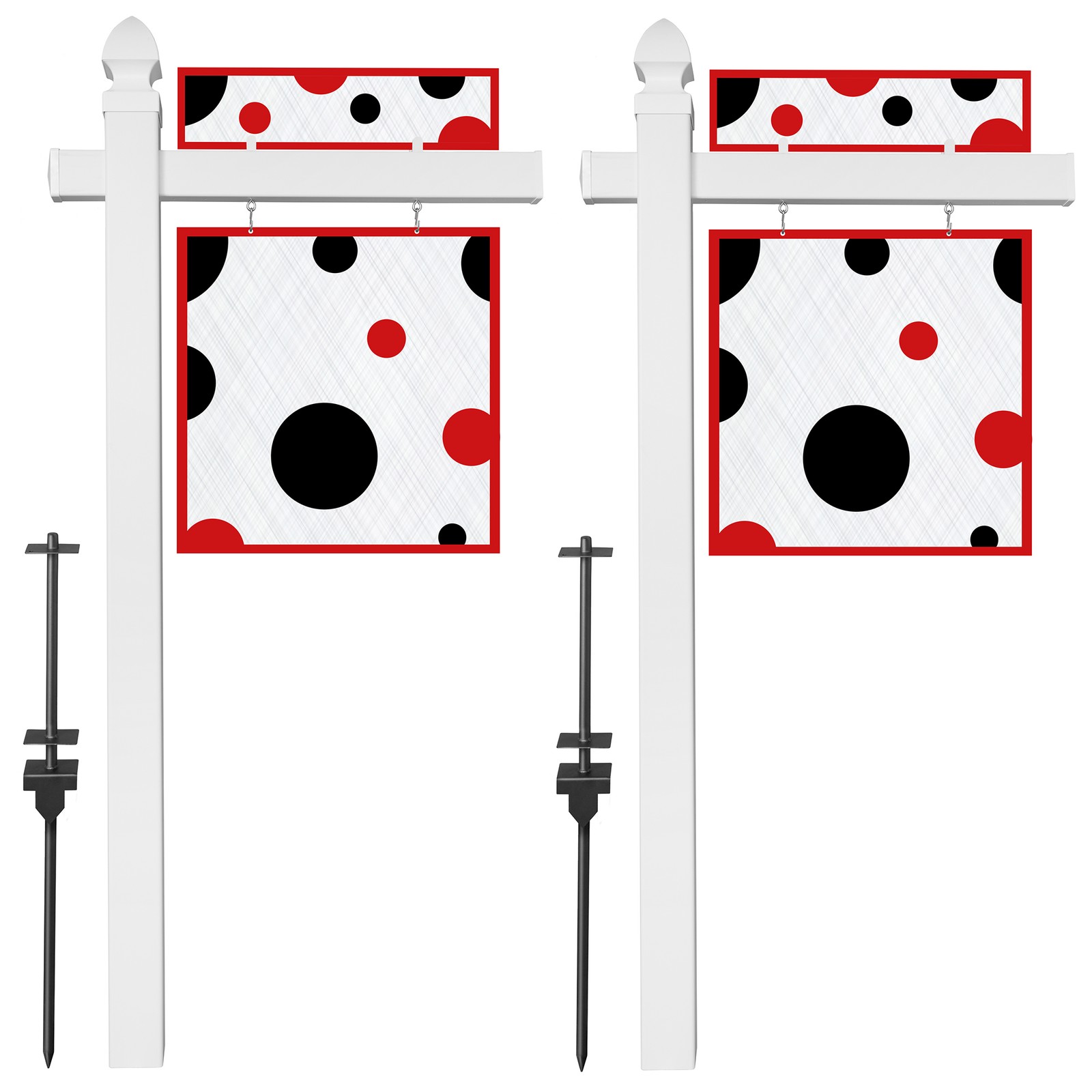 72&Prime; x 36&Prime; Real Estate Yard Sign Post with 2 Cap Options – Vinyl PVC – White –