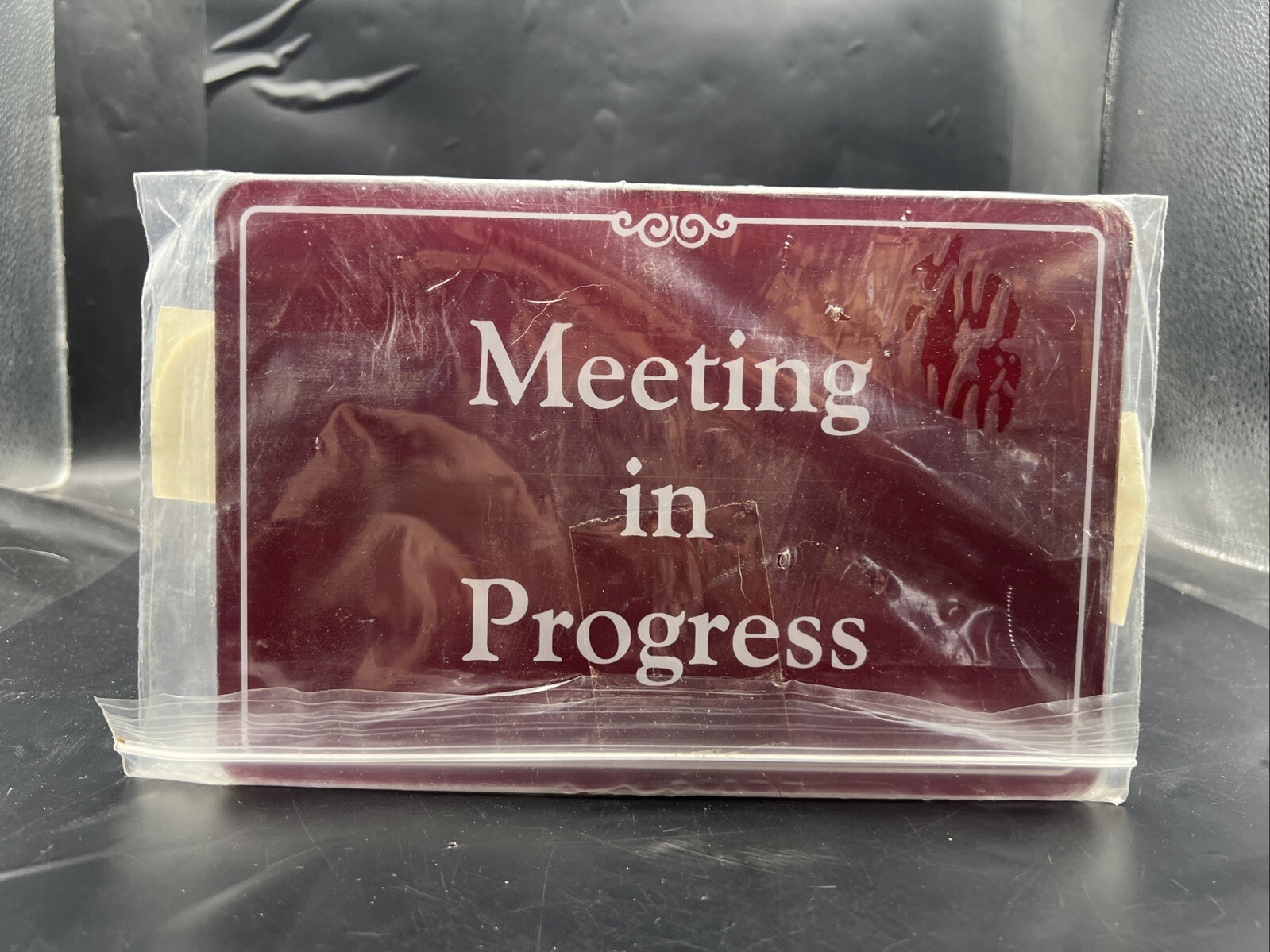 Meeting In Progress Sign Plastic Sign 9” x 6 1/4” With Sticky