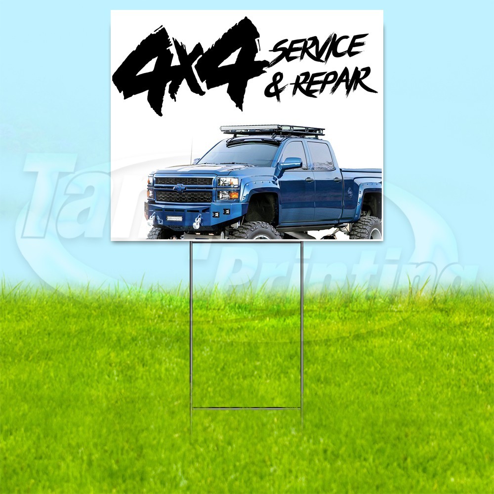 4X4 SERVICE & REPAIR 18×24 Yard Sign Plastic Corrugated WITH STAKE USA YS00293