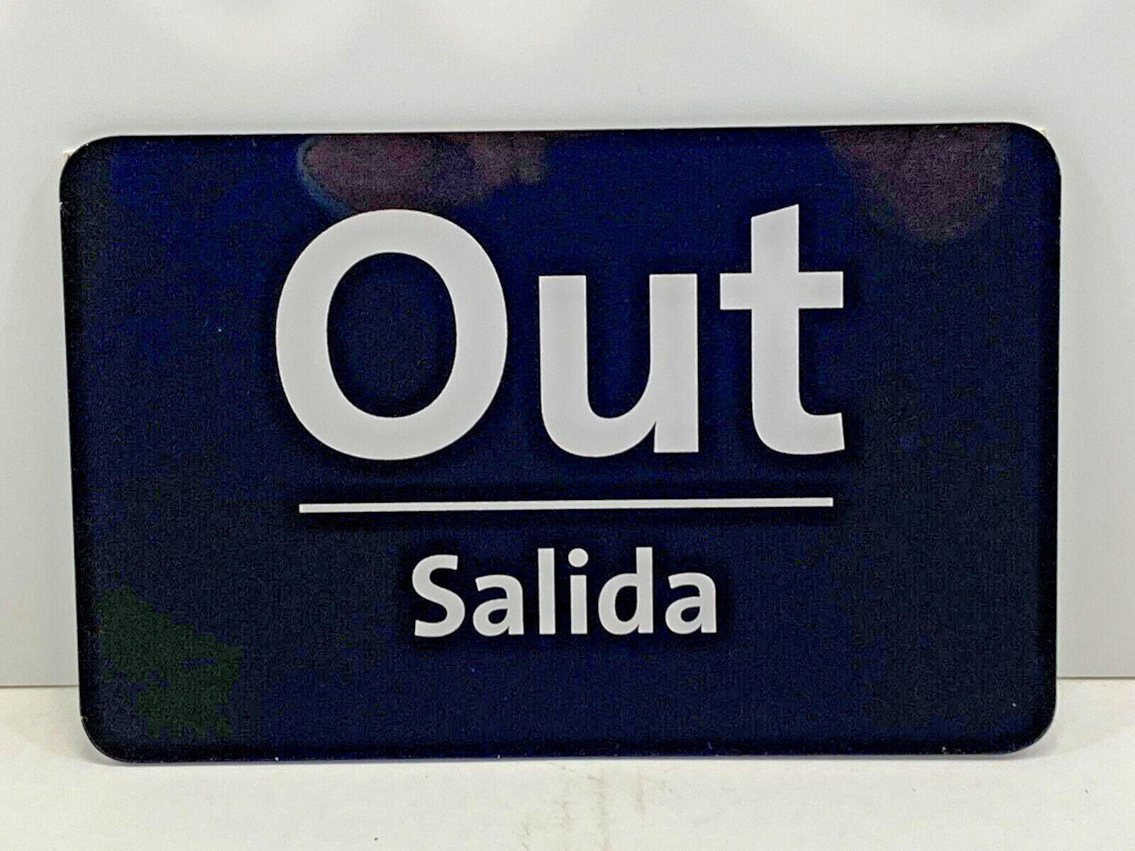 OUT – Salida ~ Door / Wall Sign – Black ~ 8-1/2&Prime; x 5-1/2&Prime; ~ NOS