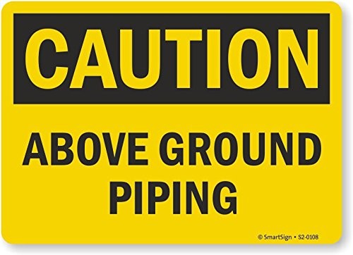 Caution Above Ground Piping Sign 7×10 Inch Aluminum Notification Plate