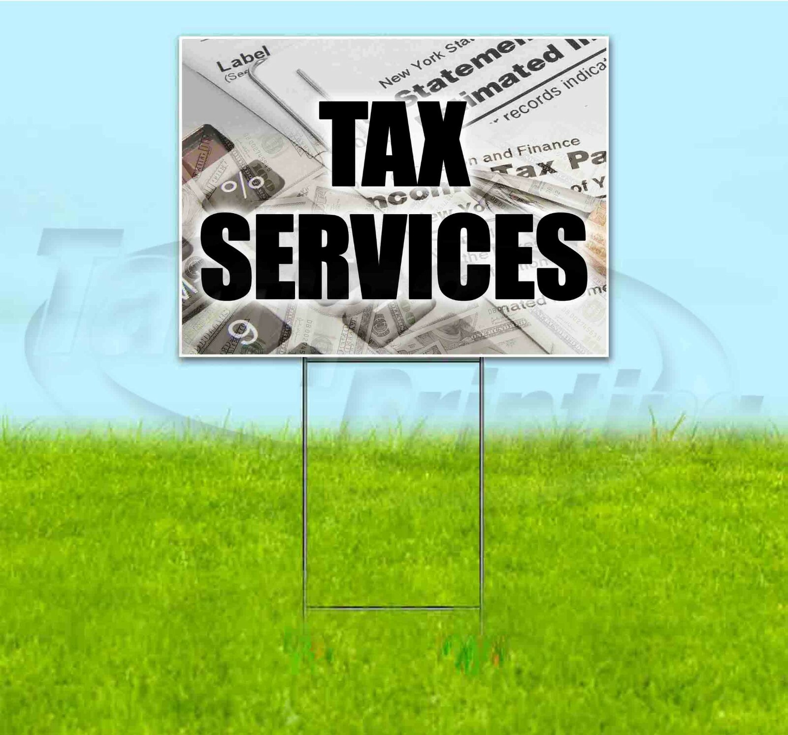 TAX SERVICES 18×24 Yard Sign WITH STAKE Corrugated Plastic Bandit Lawn USA