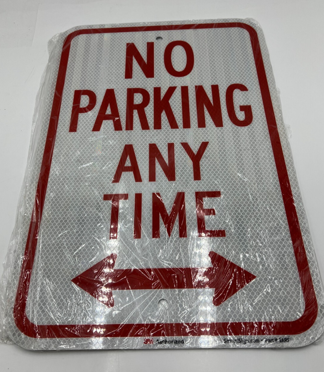 (QTY 2) SmartSign 1ARF « No Parking Any Time » Sign 12&Prime; x 18&Prime; 3M Metal White Red