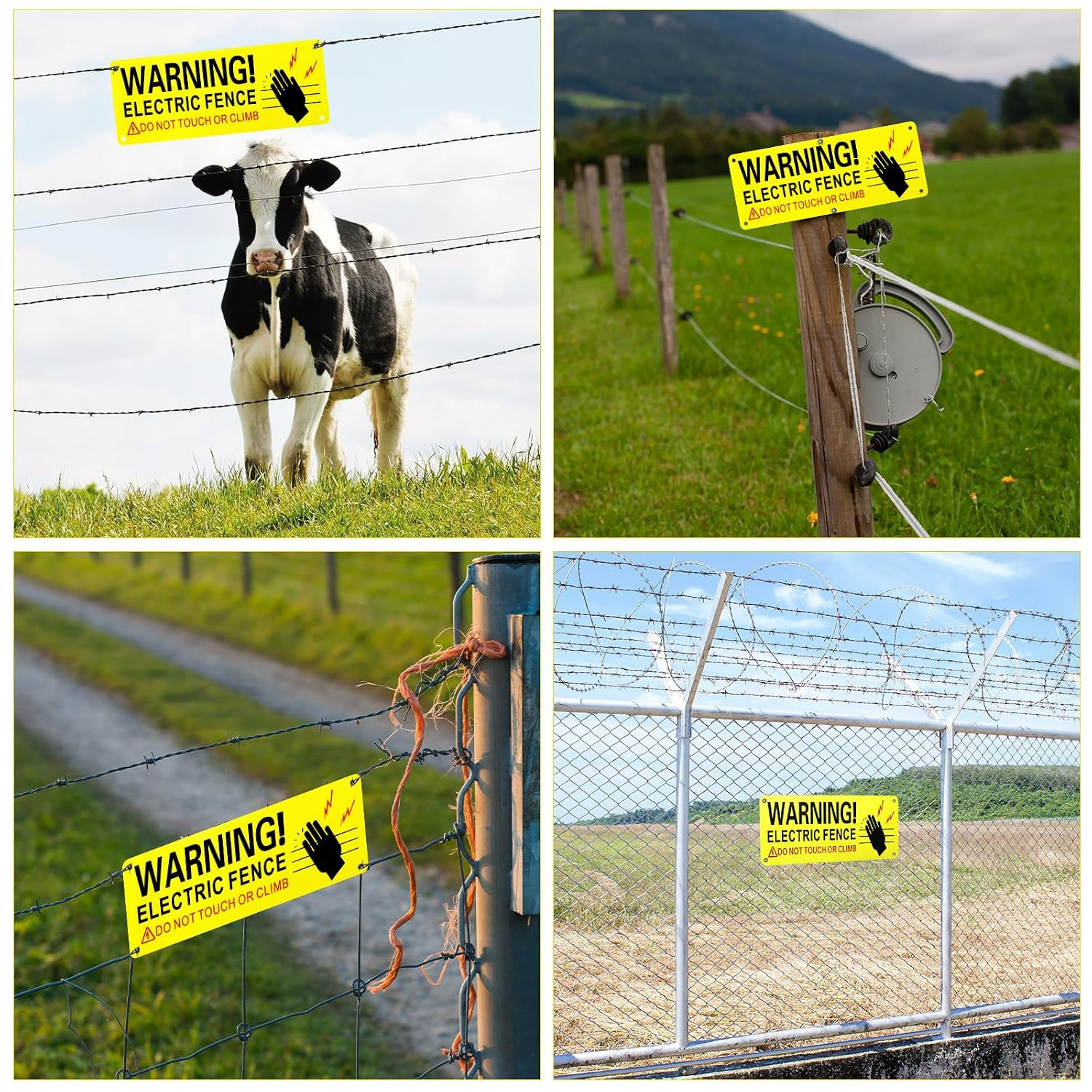 8 Pack Metal Electric Fence Warning Signs 10 X 4 Inches Reflective