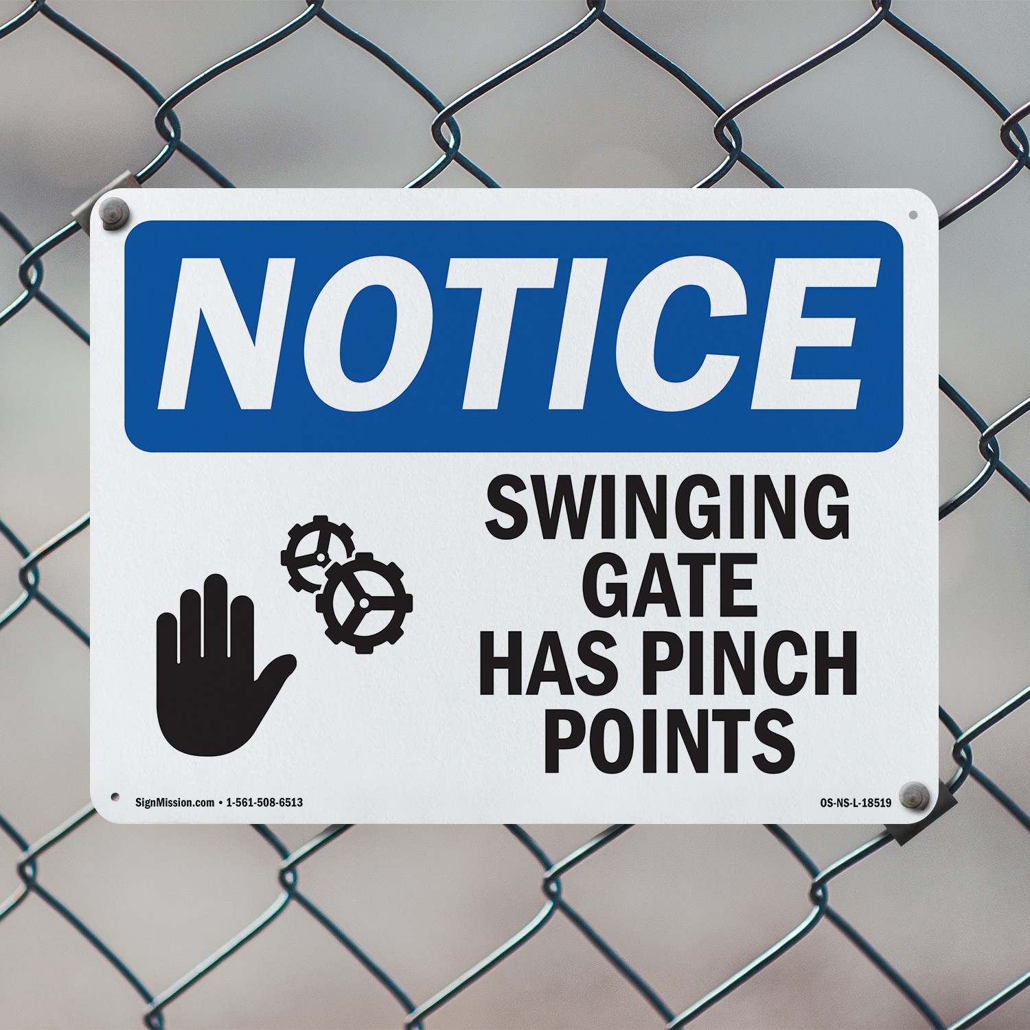 Swinging Gate Has Pinch Points OSHA Notice Sign Metal,, Decal 5 or 10 Pack