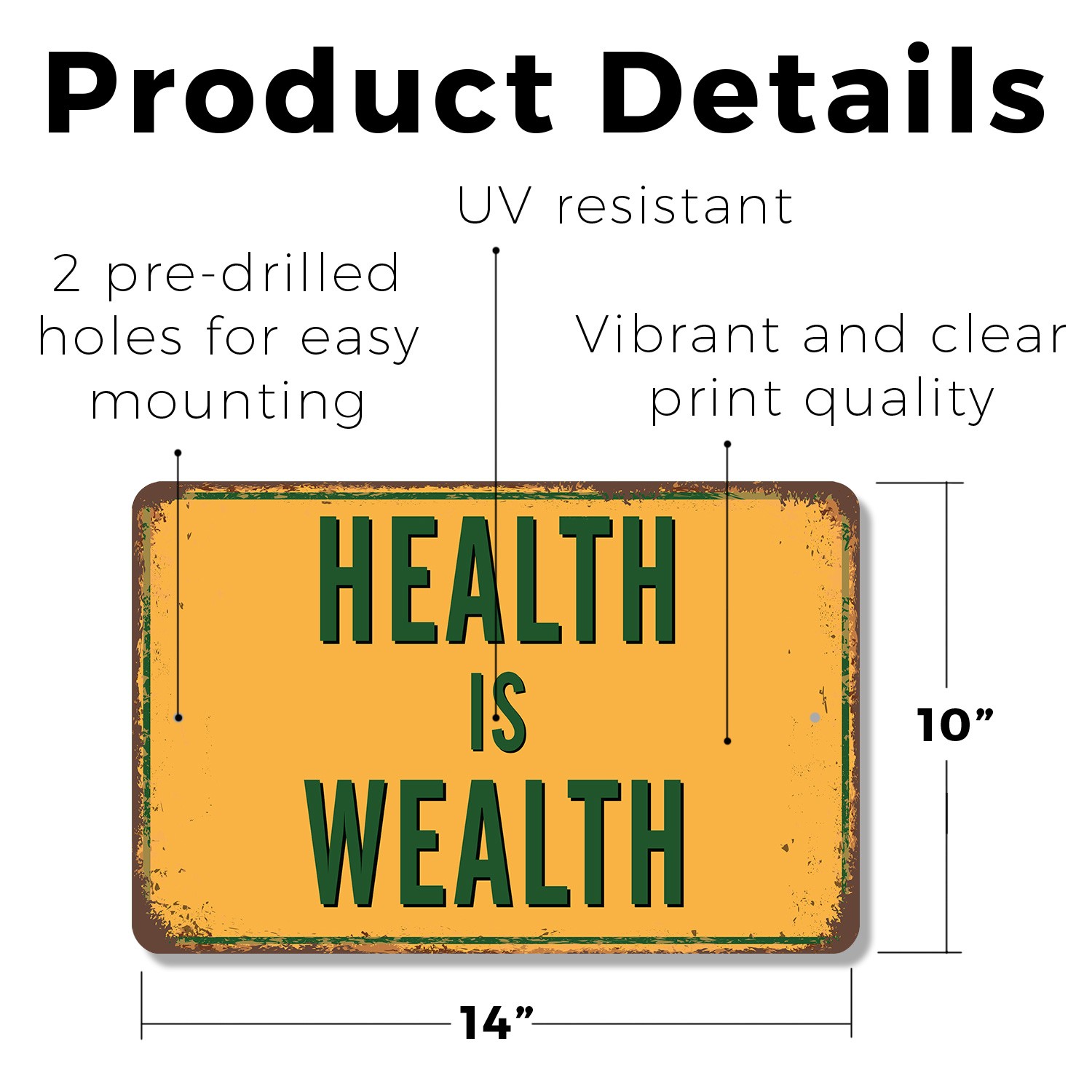 Health Is Wealth Street Sign Invest In Yourself Daily Durable Perfect for Gyms
