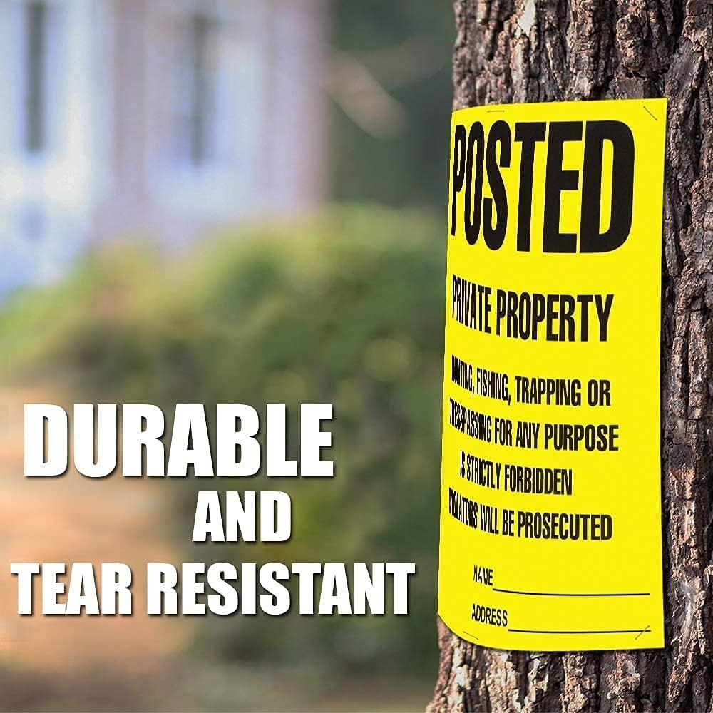 Posted Signs 100-Pack, No Hunting/Trespassing, Heavy Duty, 11&Prime;x11&Prime; Yellow
