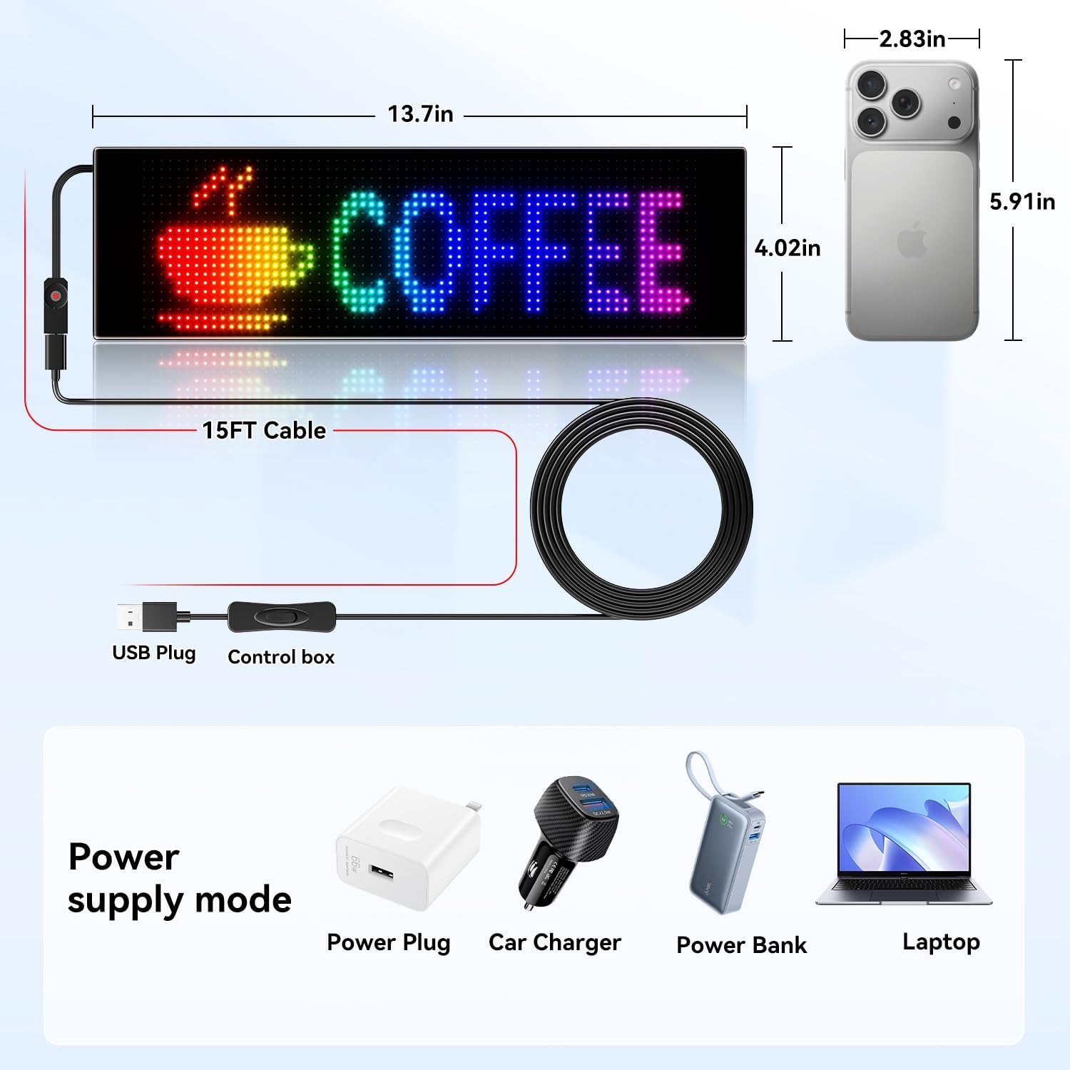 LED Sign for Car Devil&rsquo;S Eyes Light for Windshield APP Control Scrolling Display