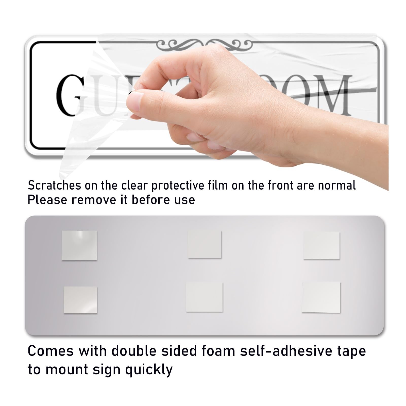 9×3 Inch Guest Room Sign White Acrylic SelfStick Door Wall Signage Decor