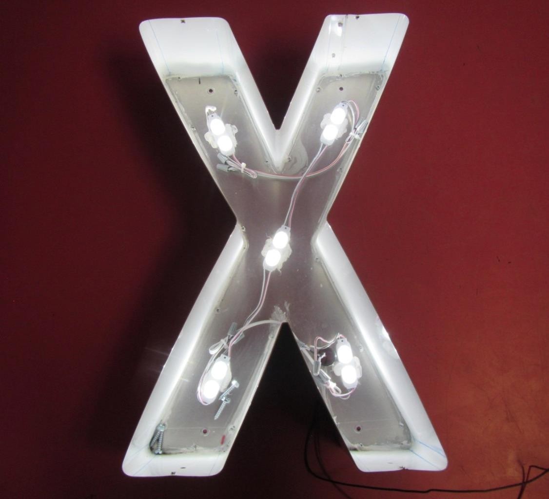 « X » Front Lit 12&Prime; x 18&Prime; Channel Letter Sign 12V White LED Mesh Acrylic Front