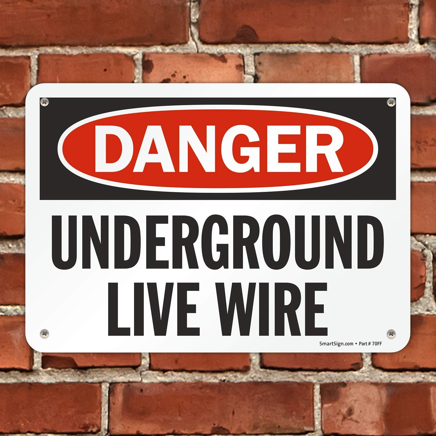 Danger Underground Live Wire Sign 7×10 Inch Aluminum Warning Plaque