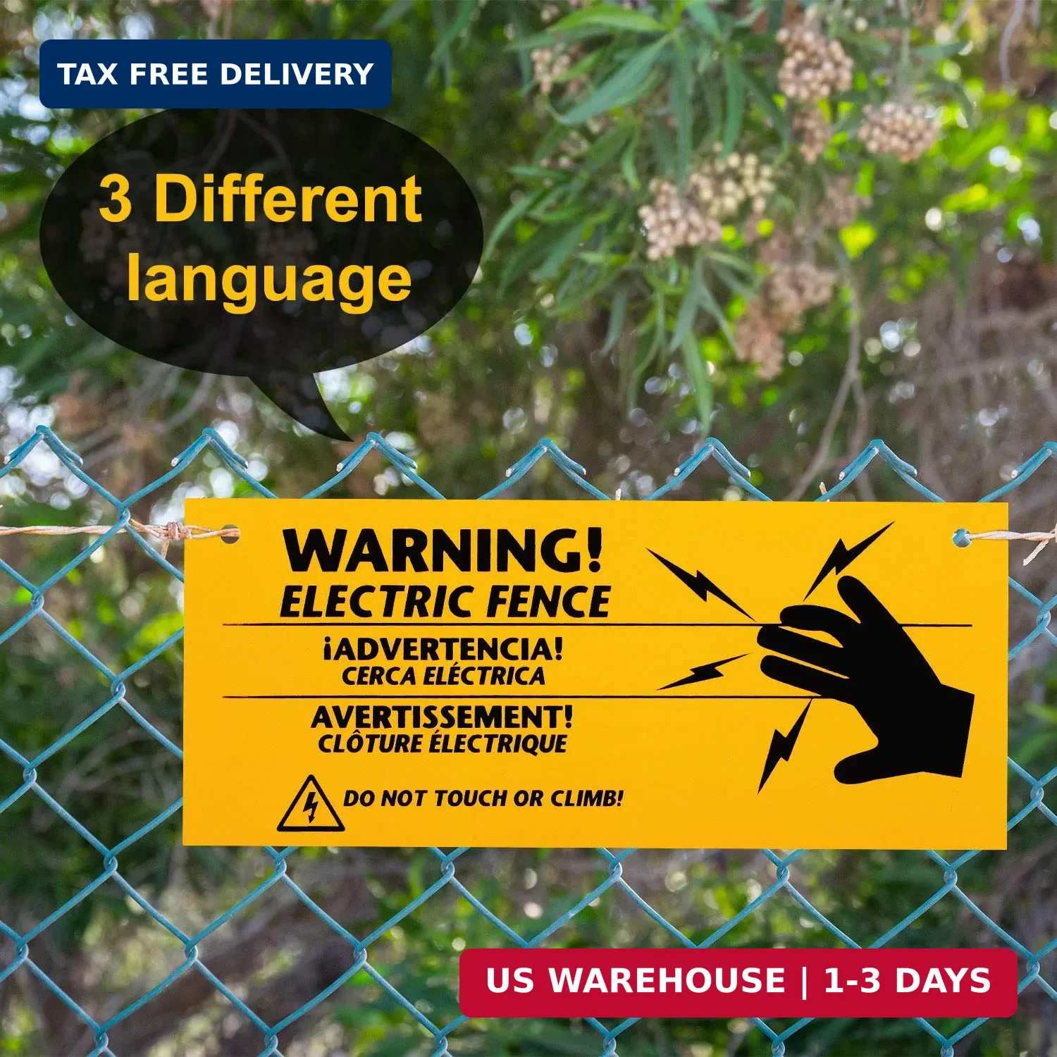 Blulu 8 Pieces Electric Fence Warning Signs 10 x 4 Inch Plastic Danger Electric